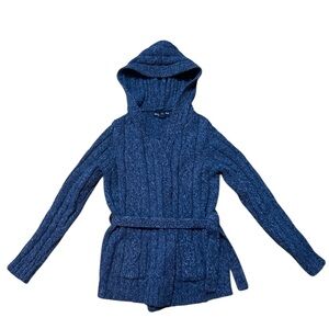 Vintage Y2K Abercrombie and Fitch Hooded Cable Knit Belted Sweater Jacket Size:M